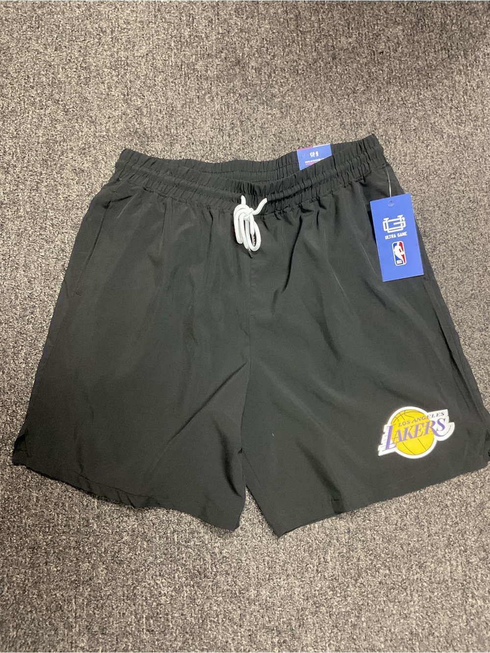 NBA Los Angeles Lakers Black Athletic Shorts with Drawstring